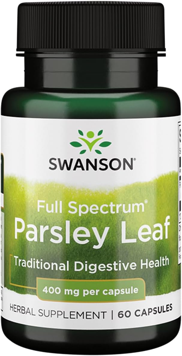 Natural Digestive Health Support with Swanson Parsley Leaf Extract - Full-Spectrum Herbal Supplement for GI Tract Health - 60 Capsules, 400mg
