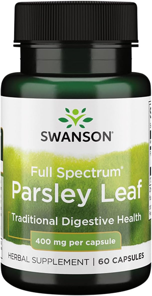 Natural Digestive Health Support with Swanson Parsley Leaf Extract - Full-Spectrum Herbal Supplement for GI Tract Health - 60 Capsules, 400mg