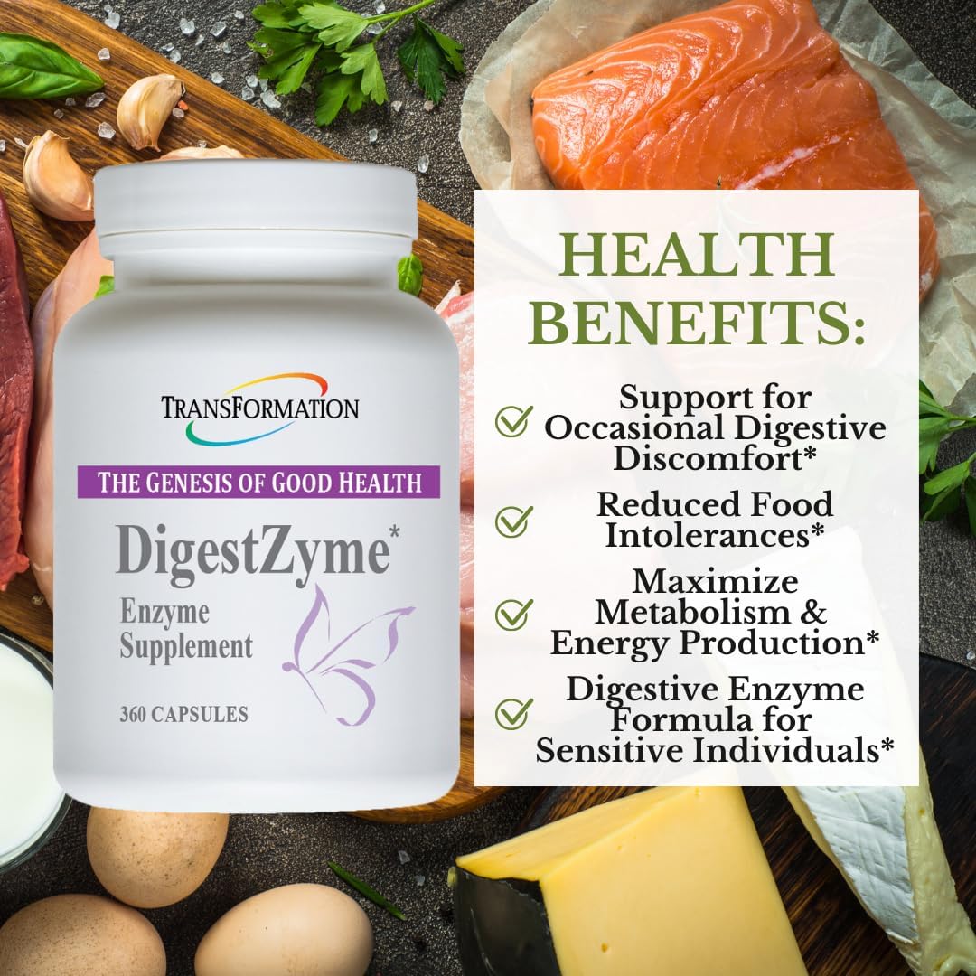 Natural DigestZyme Supplement: Support Overall Health, Nutrient Absorption, Digestion in Pregnancy, Children - 360 Cap