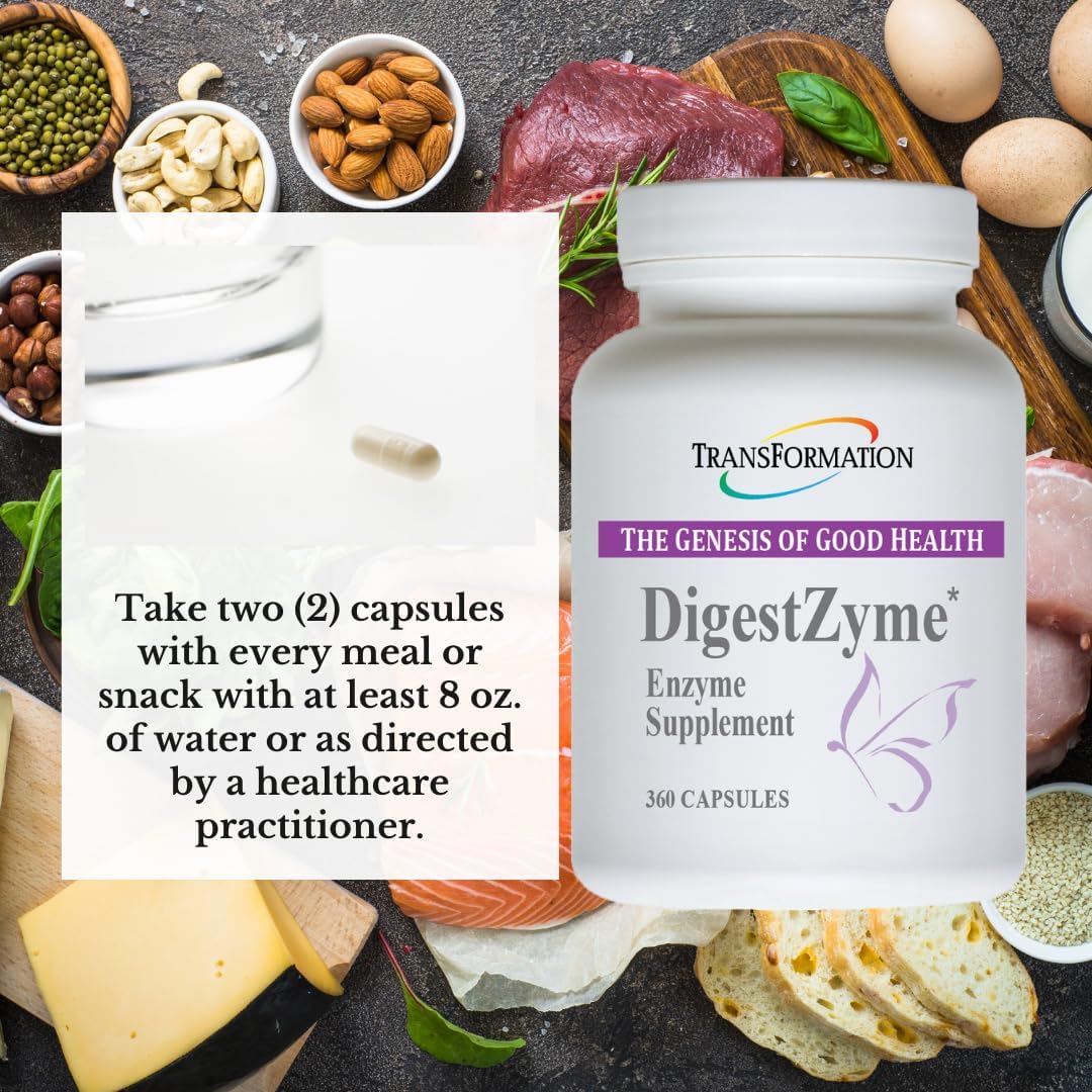 Natural DigestZyme Supplement: Support Overall Health, Nutrient Absorption, Digestion in Pregnancy, Children - 360 Cap