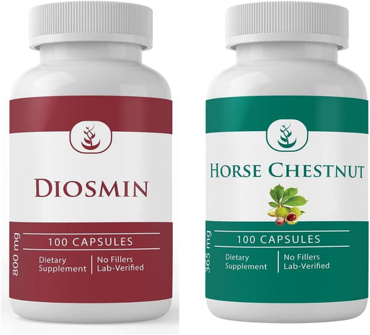 Natural Diosmin and Horse Chestnut Bundle - Pure Ingredients, No Additives or Fillers Included