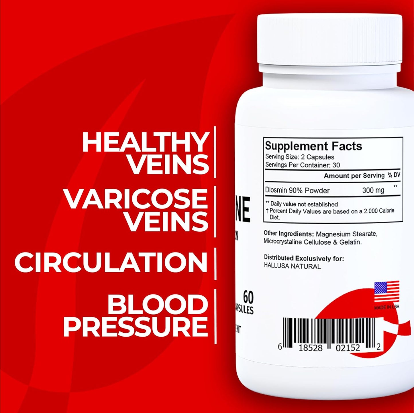 Natural Diosmin Circulation Support Supplement for Veins - Diosmina & Diosmine Formula for Healthy Circulation & Vein Health