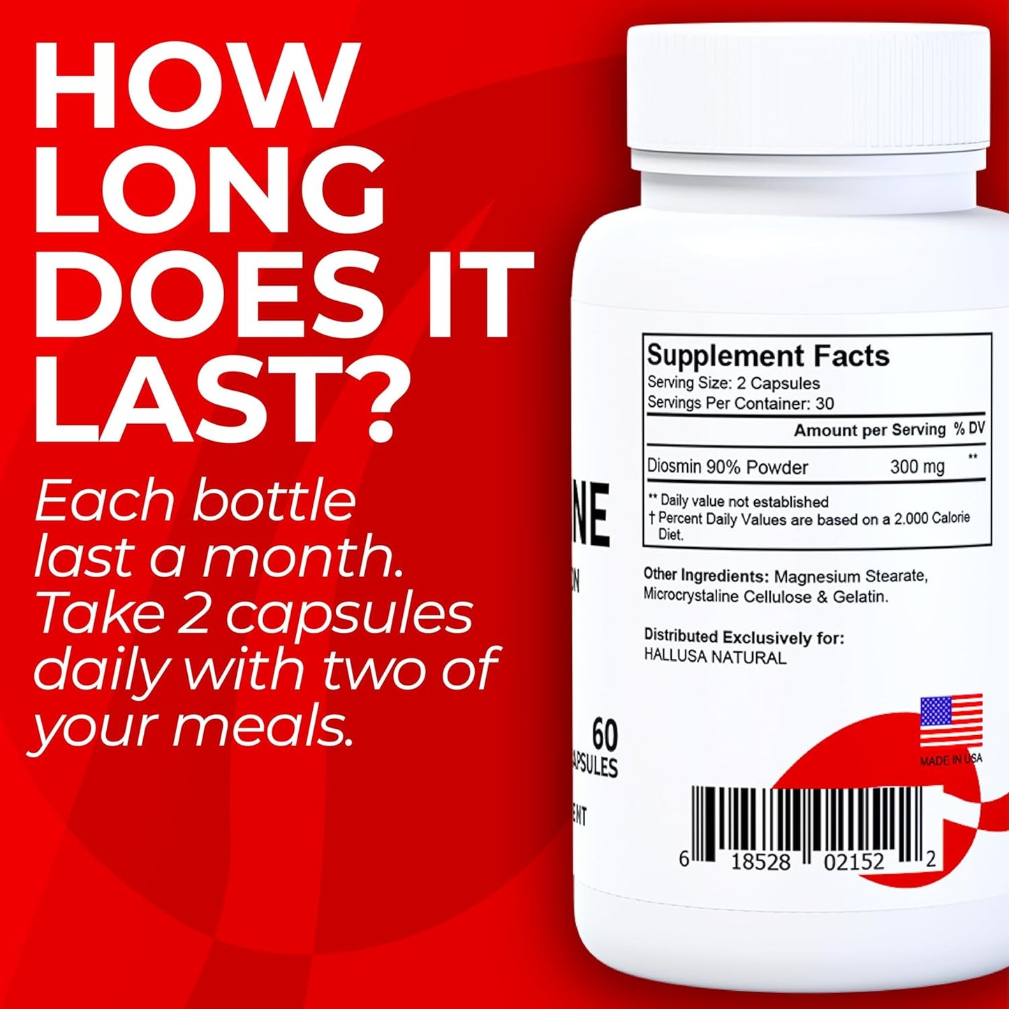 Natural Diosmin Circulation Support Supplement for Veins - Diosmina & Diosmine Formula for Healthy Circulation & Vein Health