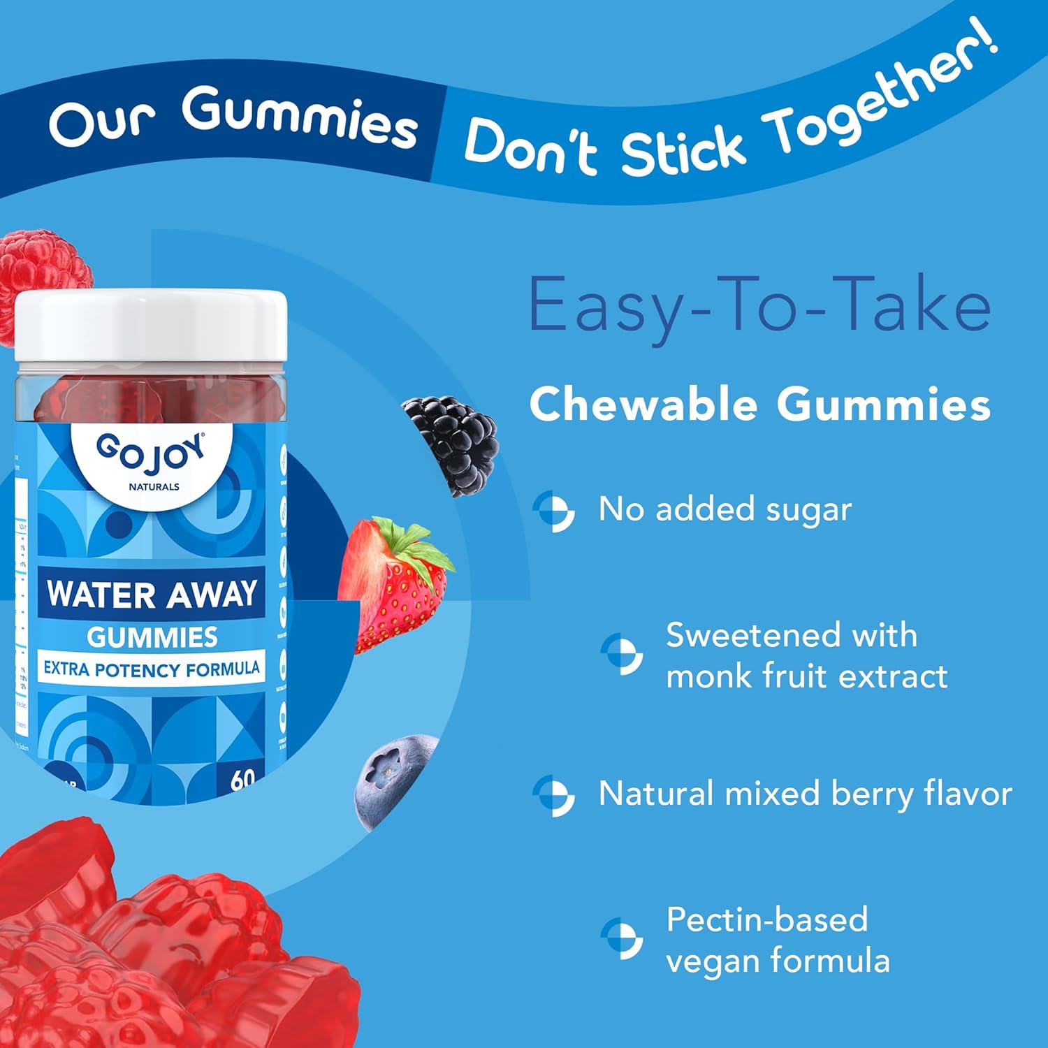 Natural Diuretic Gummies for Water Retention by GOJOY NATURALS - For Women & Men