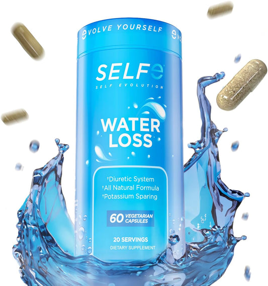 Natural Diuretic Water Pills for Fast Bloating Relief - 60 Veg Capsules for Men and Women - Selfevolve Water Loss Supplement