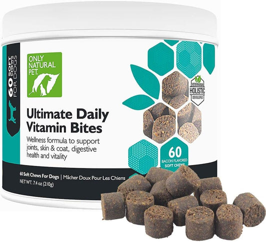 Natural Dog Multivitamin Chews for Senior Health & Vitality - Complete Immune & Digestive Support - 60 Soft Chews