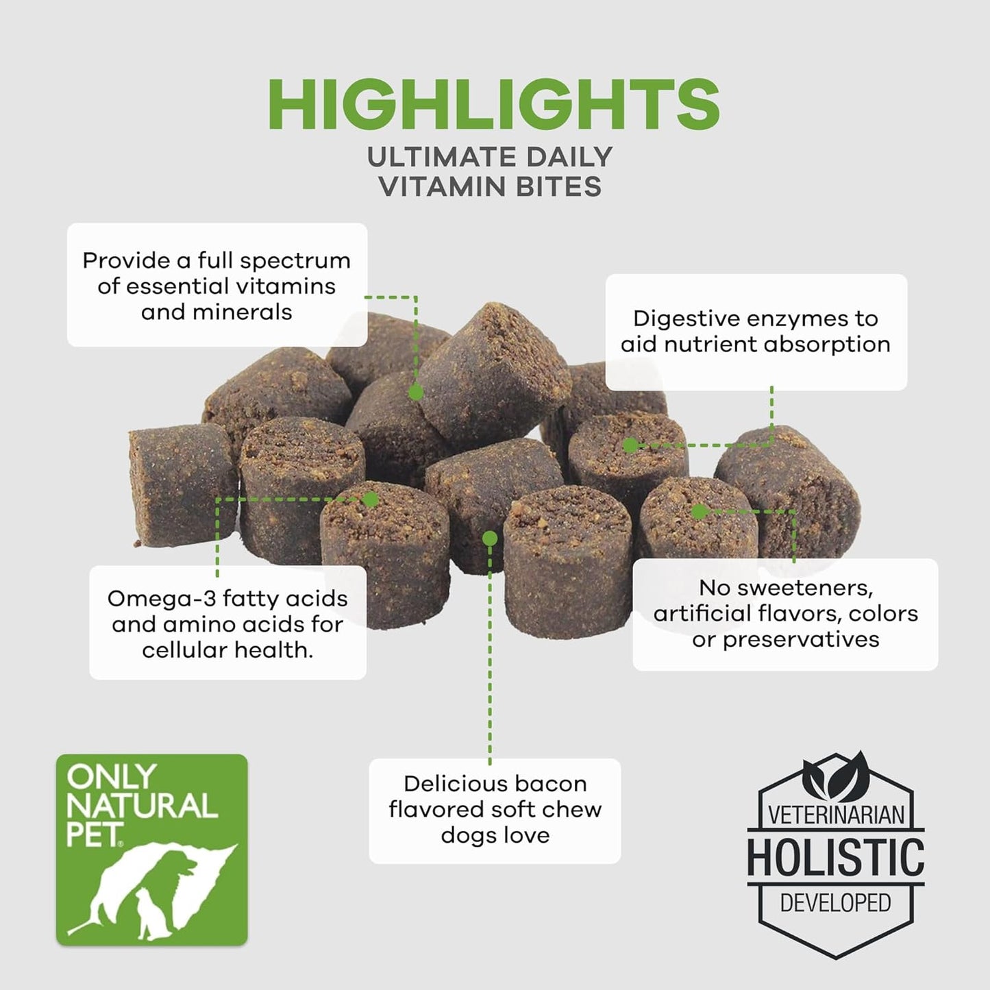 Natural Dog Multivitamin Chews for Senior Health & Vitality - Complete Immune & Digestive Support - 60 Soft Chews