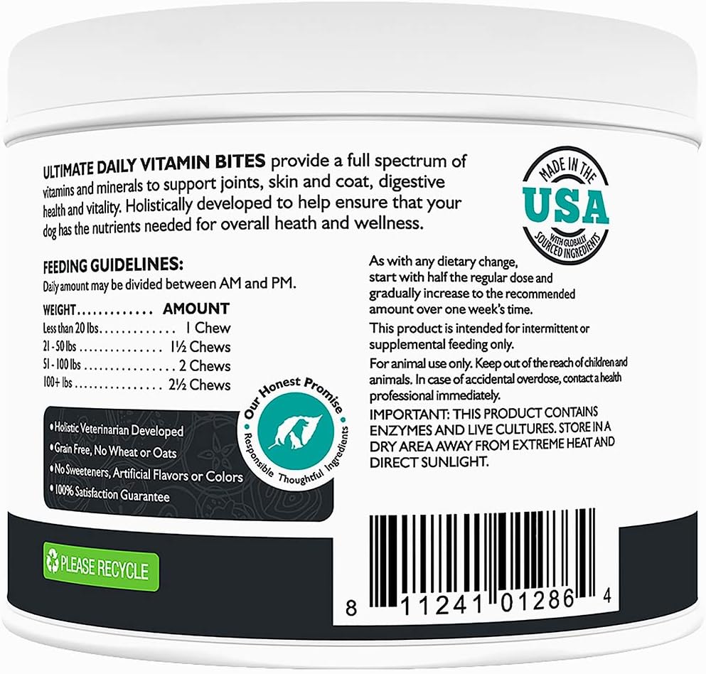 Natural Dog Multivitamin Chews for Senior Health & Vitality - Complete Immune & Digestive Support - 60 Soft Chews