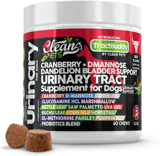 Natural Dog Urinary Tract Support with Cranberry, D-Mannose, and Herbal Ingredients for Bladder Health and UTI Prevention
