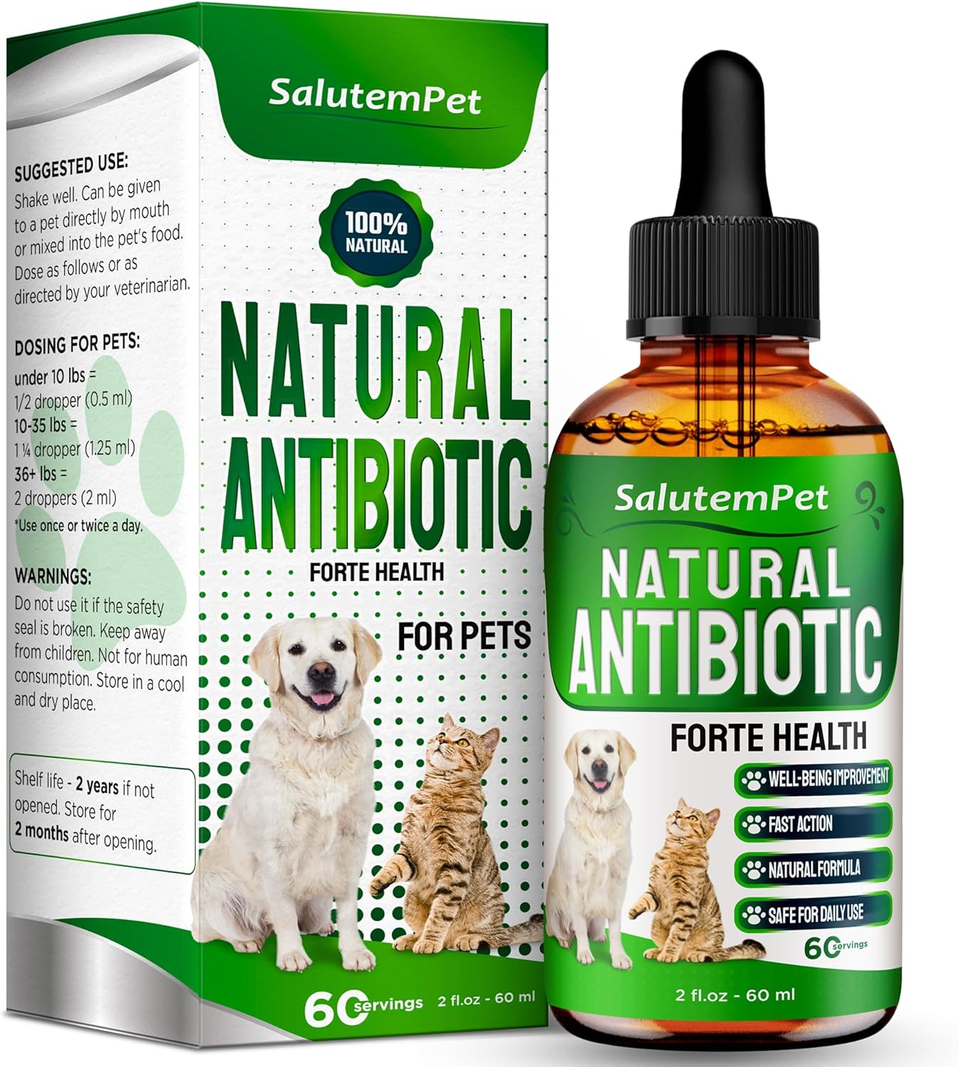 Natural Drops for Cats & Dogs | Antibiotics for Healthy Pets | Supports Urination, Digestion & Bones | Allergy Relief | 2 Oz Bottle