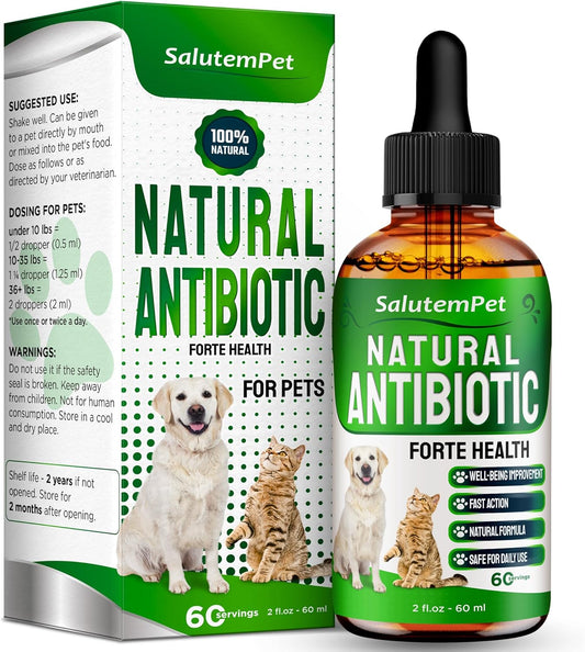Natural Drops for Cats & Dogs | Antibiotics for Healthy Pets | Supports Urination, Digestion & Bones | Allergy Relief | 2 Oz Bottle