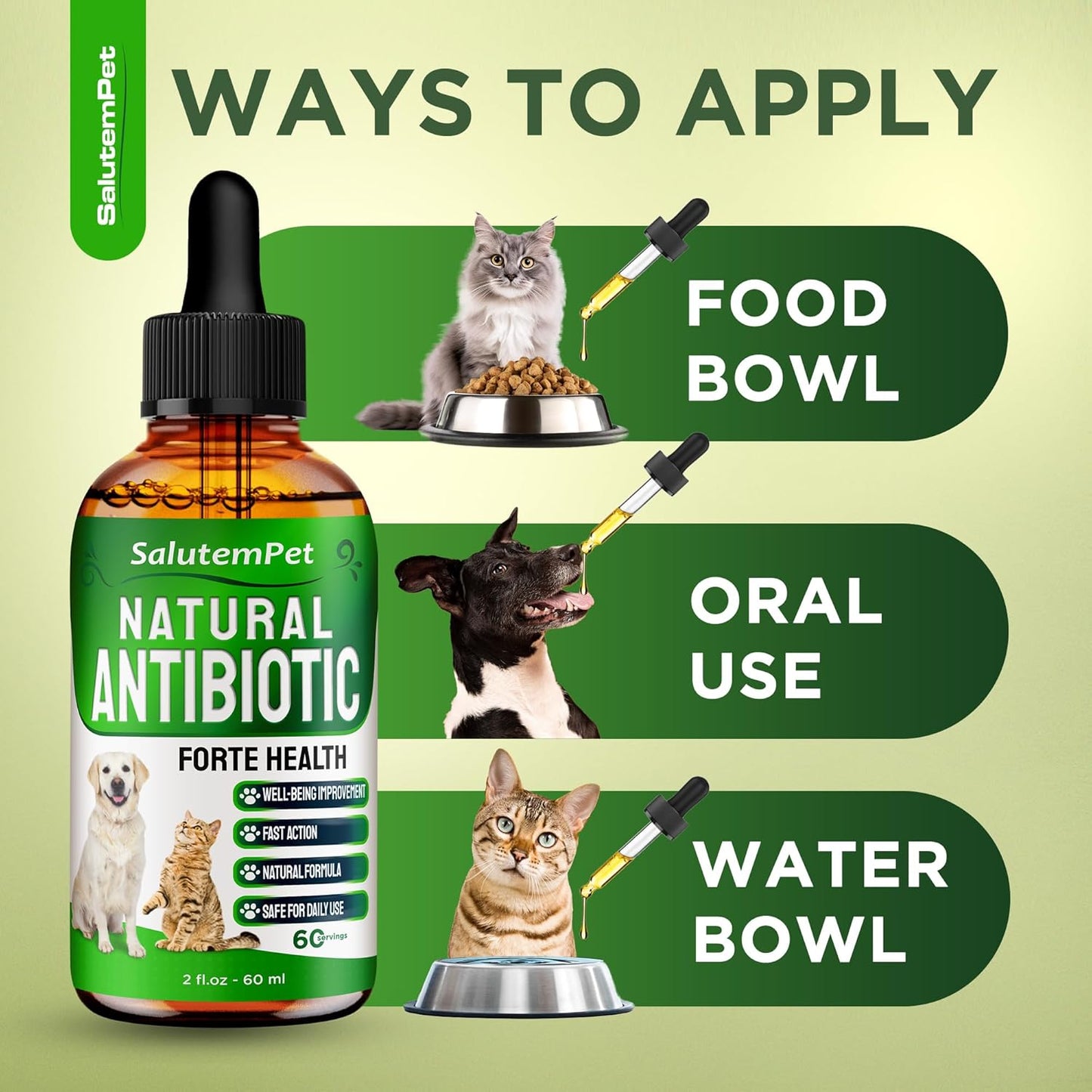 Natural Drops for Cats & Dogs | Antibiotics for Healthy Pets | Supports Urination, Digestion & Bones | Allergy Relief | 2 Oz Bottle