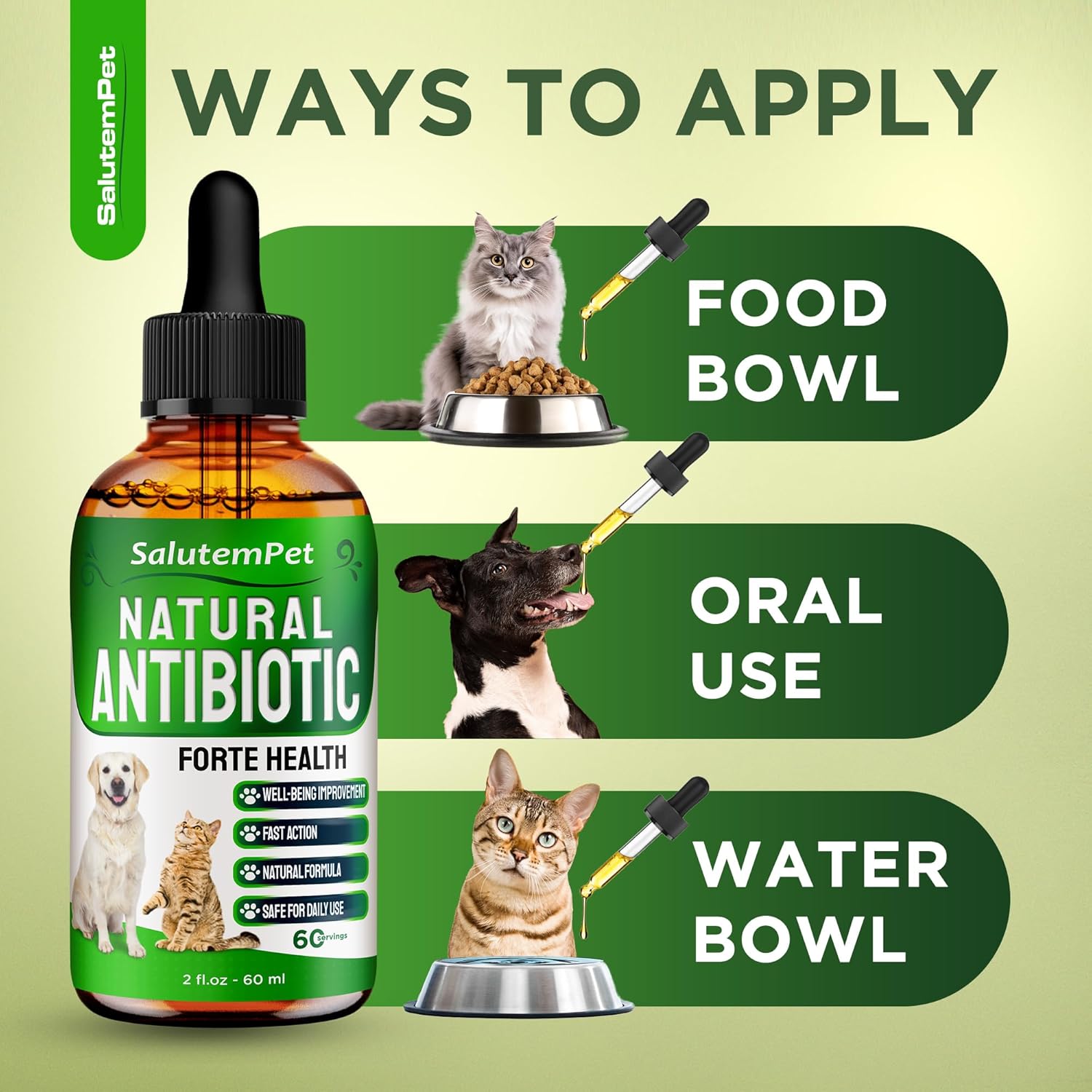 Natural Drops for Cats & Dogs | Antibiotics for Healthy Pets | Supports Urination, Digestion & Bones | Allergy Relief | 2 Oz Bottle