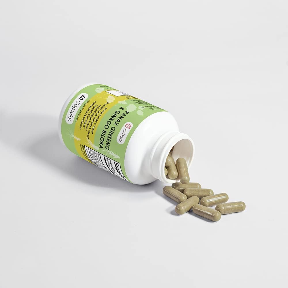 Natural Energy and Focus Supplement with Ginseng and Ginkgo Biloba - 30 Servings