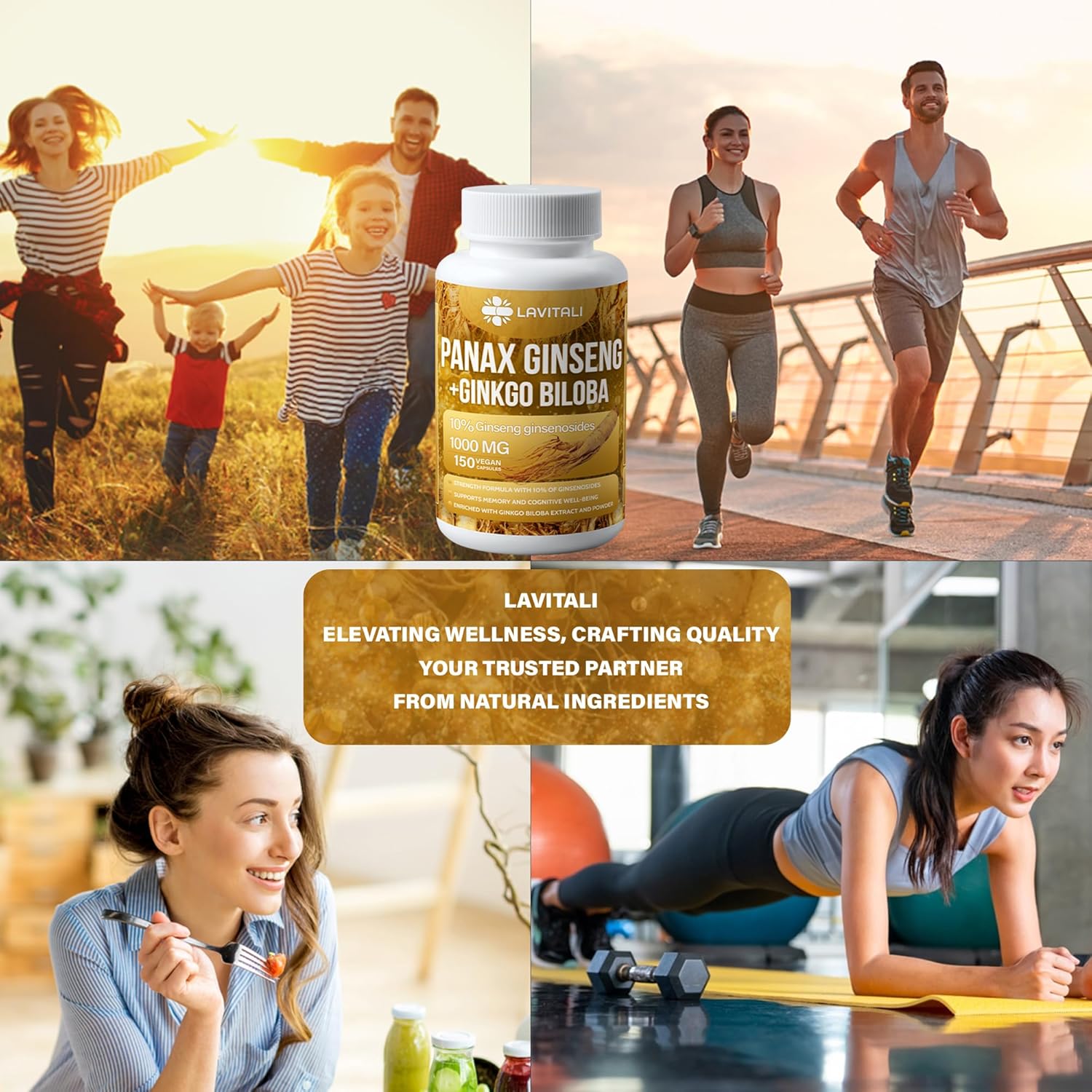 Natural Energy Boost: LaVitali Ginseng & Ginkgo Biloba 150 Capsules, Non-GMO, Vegan, Gluten & Dairy Free