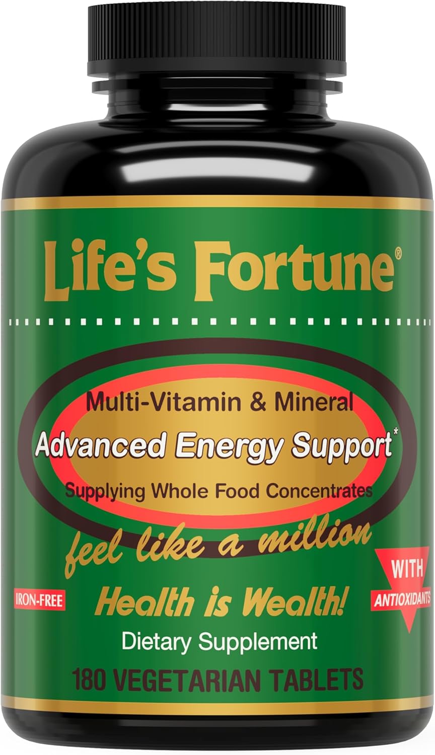 Natural Energy Boost Multivitamin with Whole Food Concentrates, Antioxidants, Amino Acids, Enzymes, Trace Minerals - 180 Count