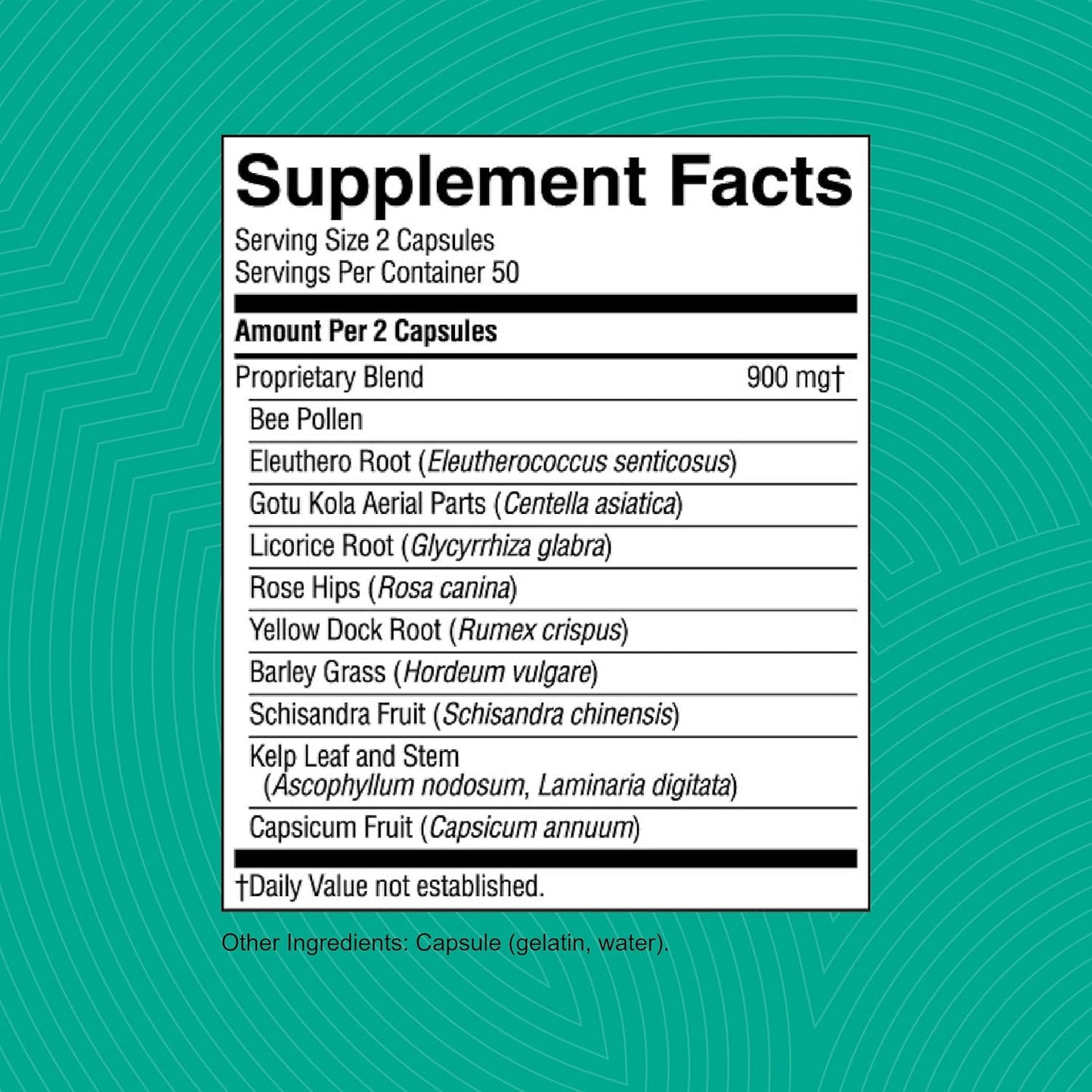 Natural Energy Boost Supplement - Nature's Sunshine Energ-V Capsules - 100 Count