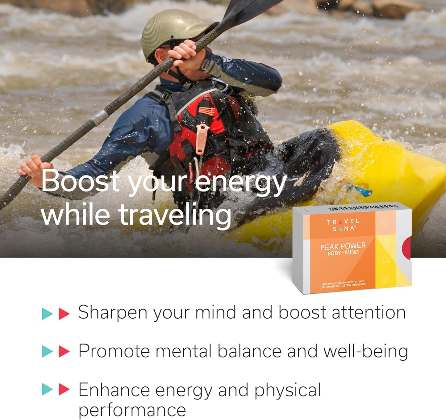 Natural Energy Booster with Mango Leaf Extract | Supports Focus and Clarity | Caffeine-Free Performance Enhancer | Fast-Acting | 10 Sticks