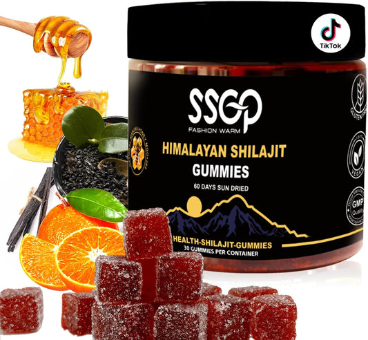Natural Energy Boosting Himalayan Shilajit Gummies with Fulvic Acid and Trace Elements - Manuka Honey Sweetened, Clean Formula, 30 Gummies
