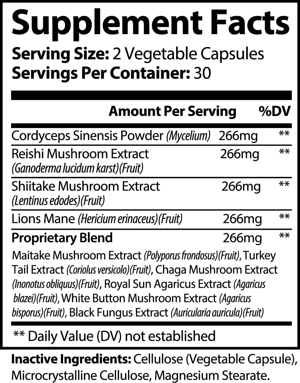 Natural Energy & Stress Relief Supplement - 10X Mushroom Complex with Lions Mane, Reishi, and Cordyceps - Immune Boost, Focus, & Memory Support - Non-GMO Formula