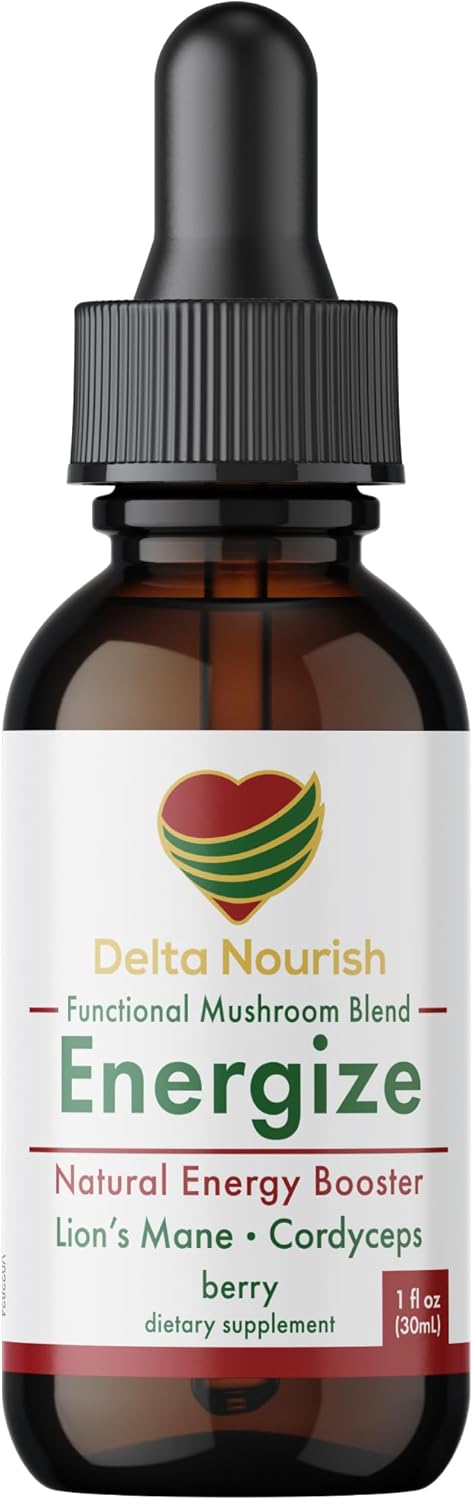 Natural Energy Supplement Drops with Mushroom, Cordyceps, Alpha GPC, L-Tyrosine & Vitamin B12 - Liquid Drink Enhancer for Focus and Maximum Energy Absorption - Gluten-Free Formula