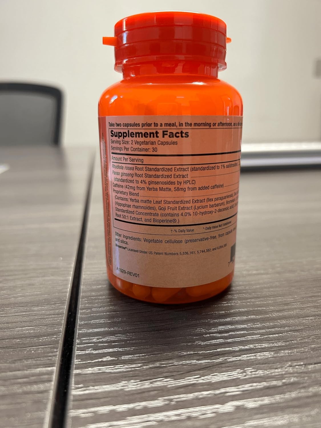 Natural Energy Supplement with Panax Ginseng & Rhodiola Rosea - Mood Booster Capsules (60 Count) by Mt. Angel Vitamins