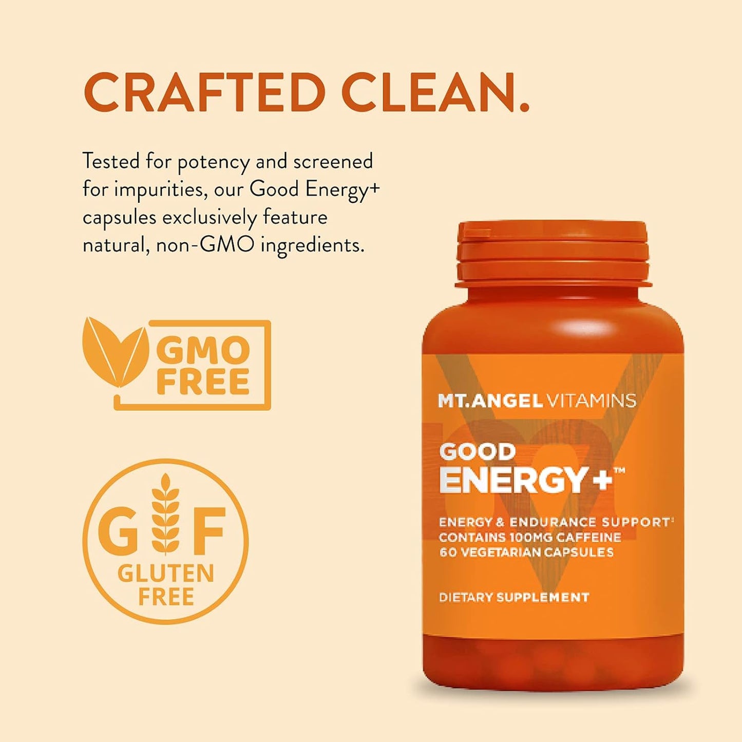 Natural Energy Supplement with Panax Ginseng & Rhodiola Rosea - Mood Booster Capsules (60 Count) by Mt. Angel Vitamins