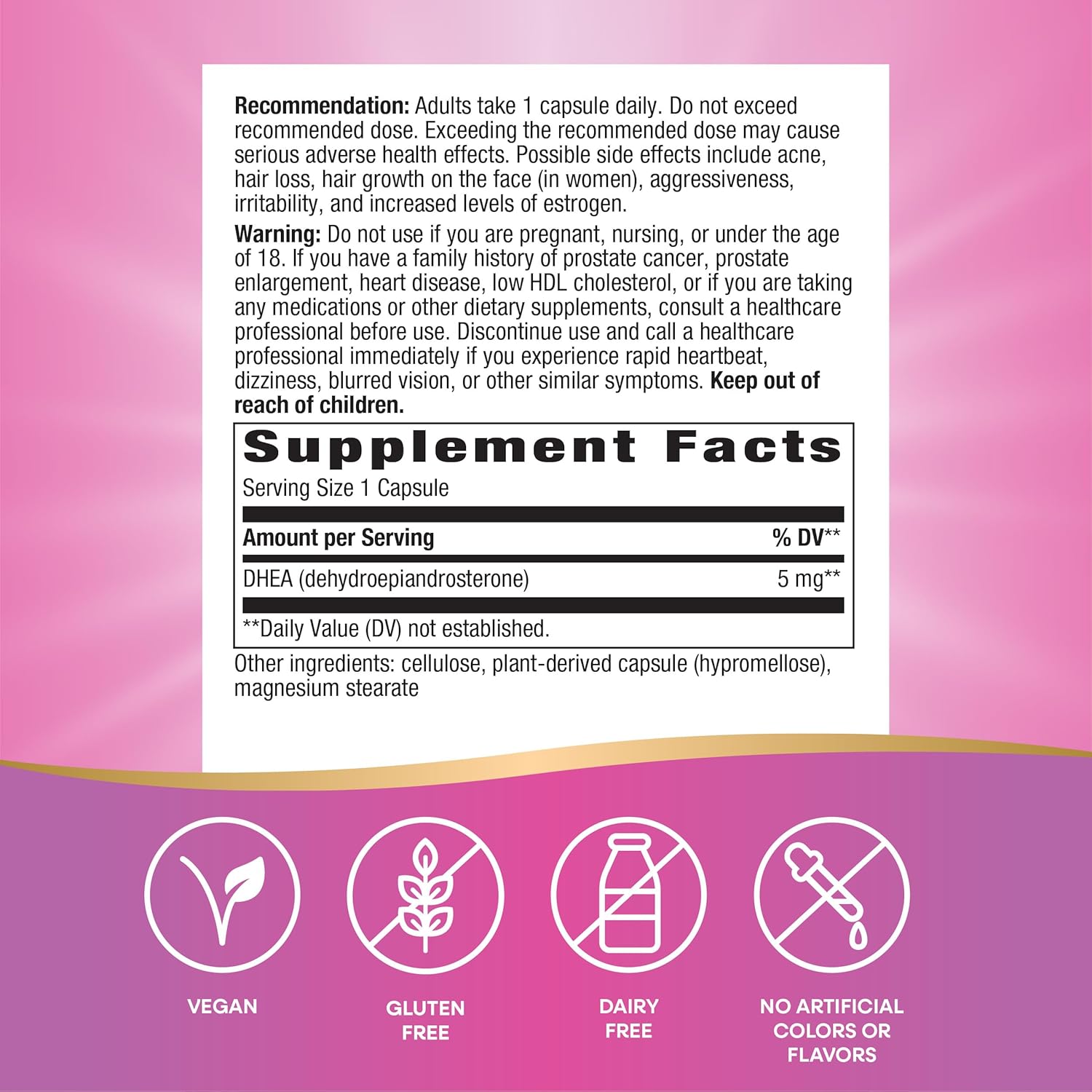 Natural Energy Support & Healthy Aging with Nature's Way Youthful You DHEA 5 mg Supplement - Gluten Free - 60 Capsules