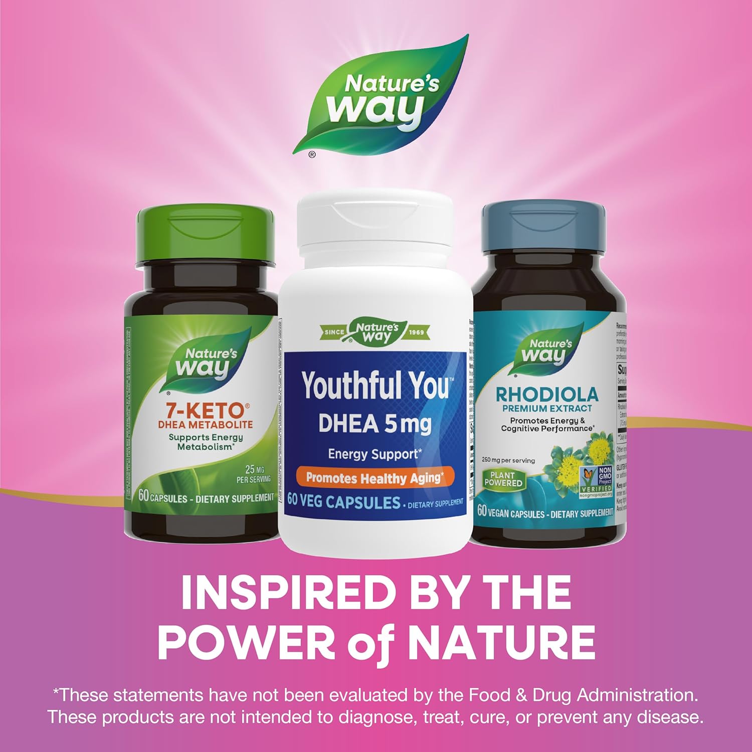 Natural Energy Support & Healthy Aging with Nature's Way Youthful You DHEA 5 mg Supplement - Gluten Free - 60 Capsules