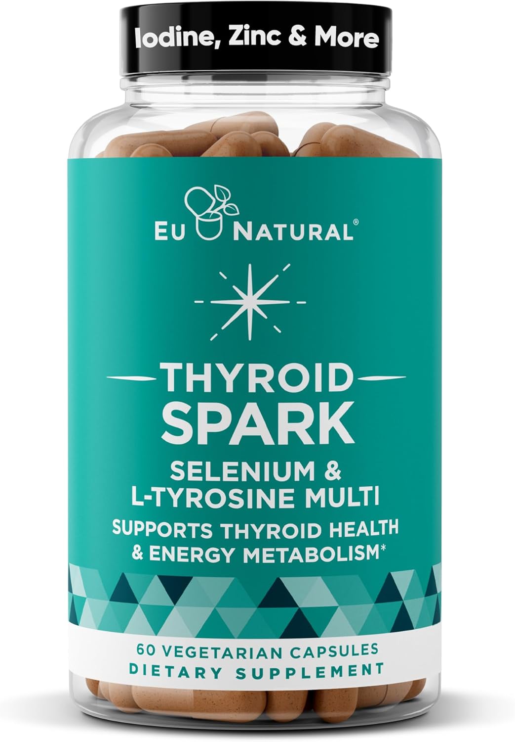Natural Energy Support Supplement - Combat Fatigue, Hormone Balance, Enhanced Focus - Zinc, Selenium, Iodine - 60 Vegan Capsules