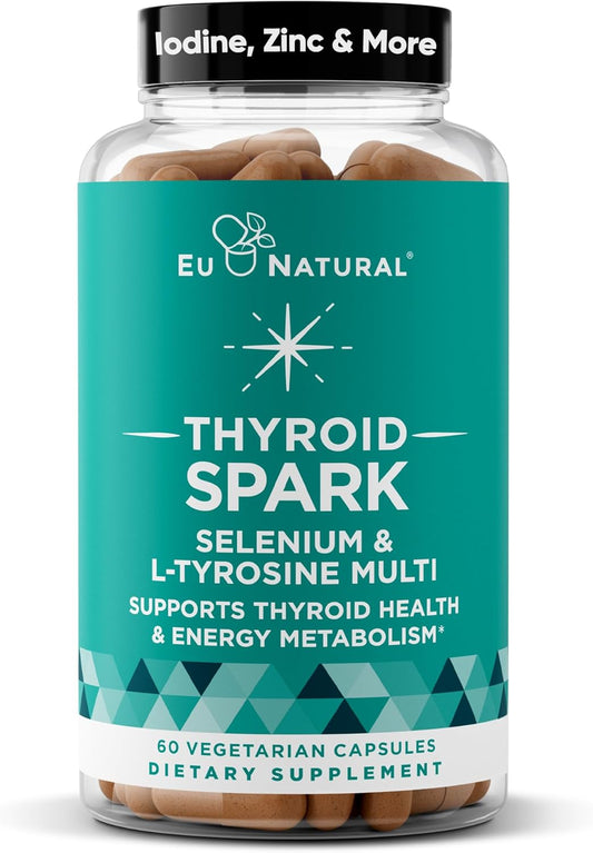 Natural Energy Support Supplement - Combat Fatigue, Hormone Balance, Enhanced Focus - Zinc, Selenium, Iodine - 60 Vegan Capsules