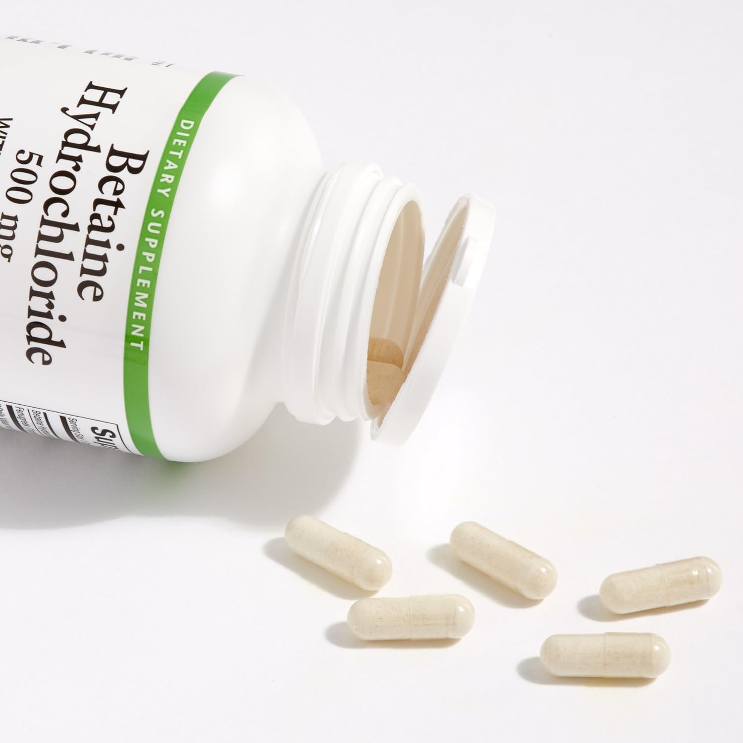 Natural Factors Betaine HCL 500mg Capsules for Healthy Digestion & Microbiome - 180 Servings