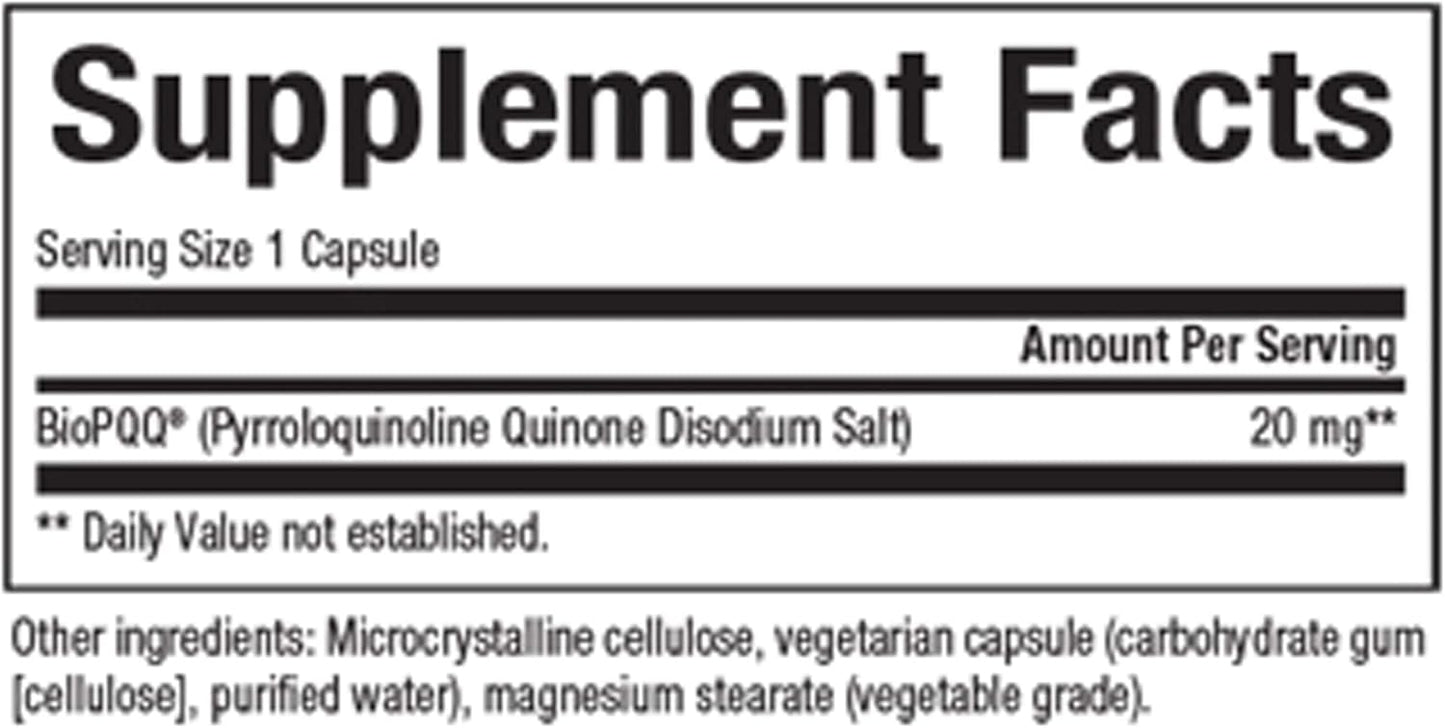 Natural Factors Biopqq 20 Mg Capsules - 30 Count Bottle - Antioxidant Supplement for Energy Support