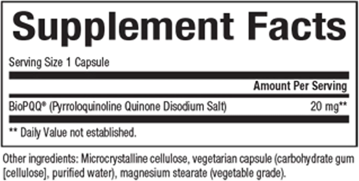 Natural Factors Biopqq 20 Mg Capsules - 30 Count Bottle - Antioxidant Supplement for Energy Support