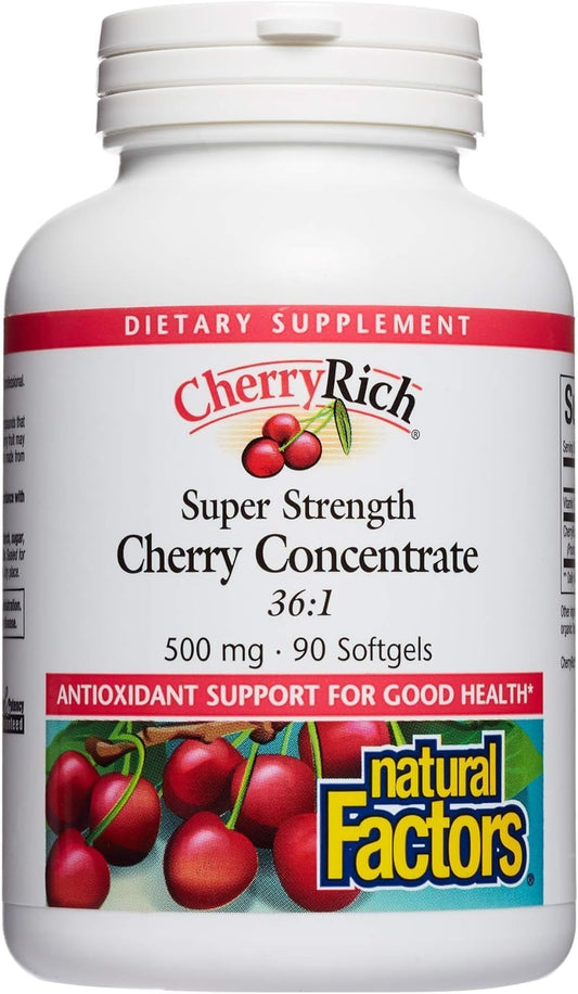 Natural Factors CherryRich Super Strength Cherry Concentrate Softgels - Antioxidant Support for Joints - 90 Servings