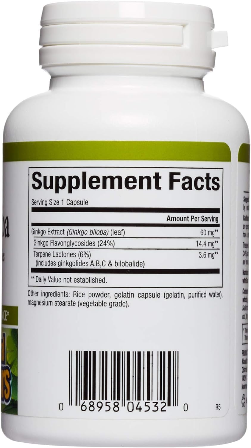 Natural Factors Ginkgo Biloba HerbalFactors Capsules - Memory & Brain Support - 60 Servings