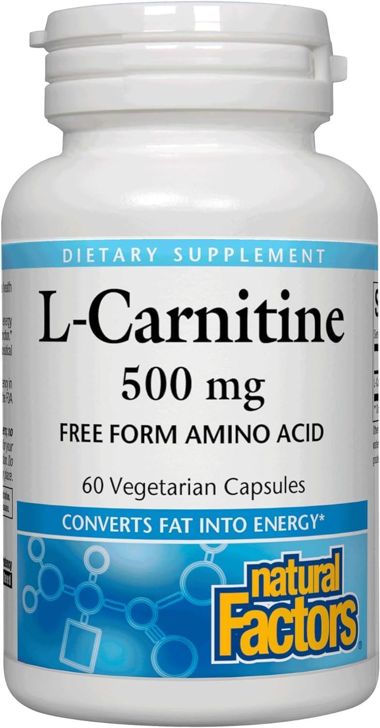 Natural Factors L-Carnitine 500 mg Capsules for Energy Support - 60 Servings