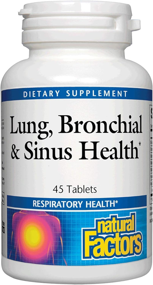 Natural Factors Lung, Bronchial & Sinus Health Supplement - 45 Tablets for Easy Breathing & Respiratory Support