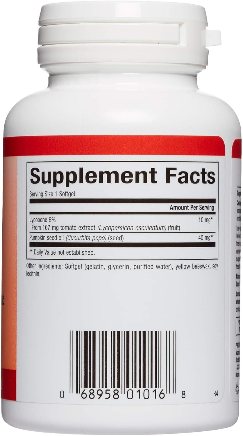 Natural Factors Lycopene 10mg Softgels with Pumpkin Seed for Antioxidant Support and Free Radical Damage Reduction - 60 Servings