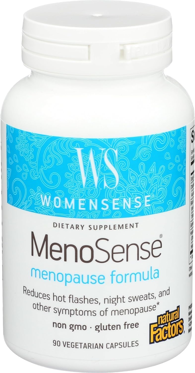 Natural Factors Menosense Capsules - 90 Count - Vegetarian Formula for Menopause Support