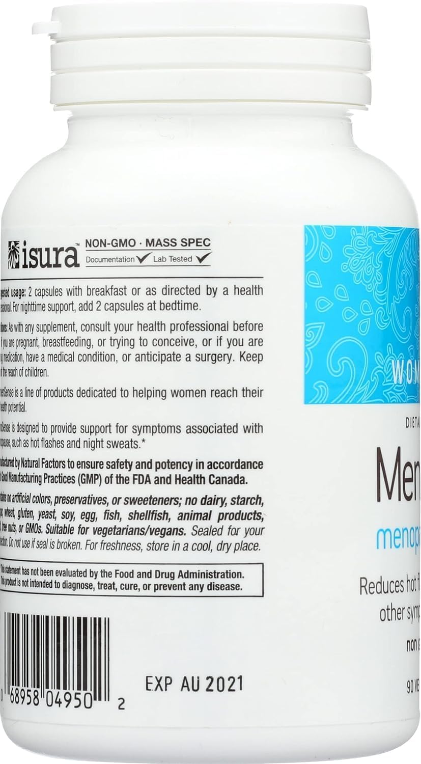 Natural Factors Menosense Capsules - 90 Count - Vegetarian Formula for Menopause Support