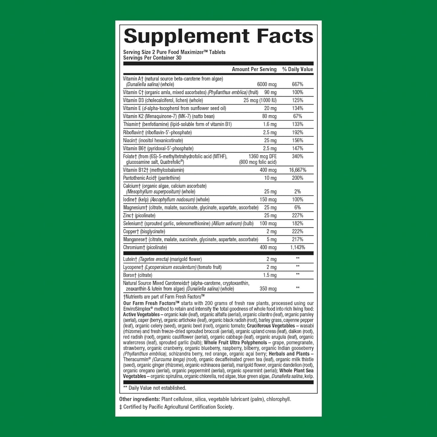 Natural Factors Men's Multivitamin & Mineral, 60 Tablets - Nutrition Equal to ½ lb of Veggies in 1 Serving
