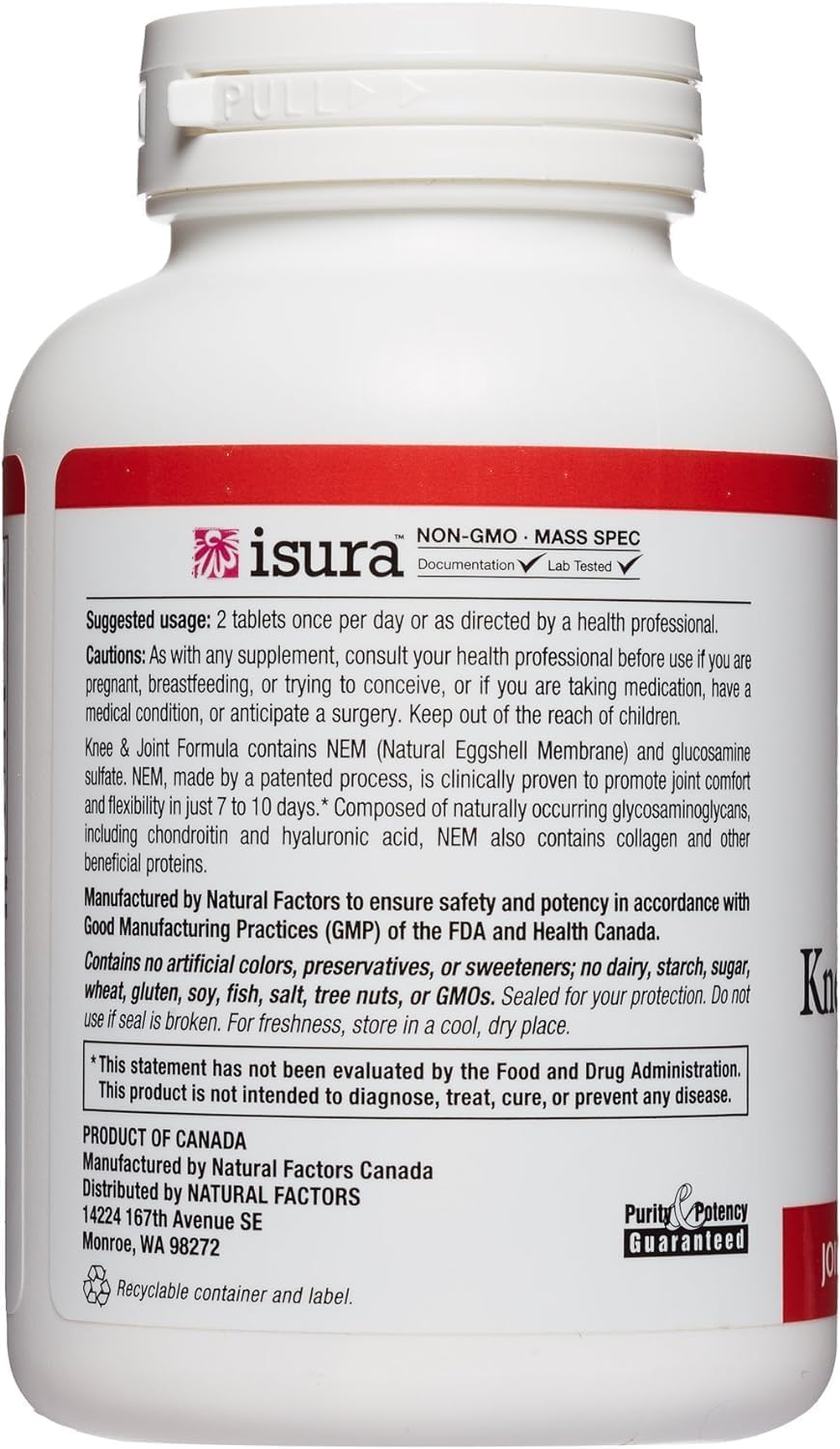 Natural Factors NEM Knee & Joint Formula Tablets for Flexibility and Comfort, 60 Count