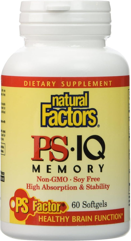 Natural Factors PS-IQ Memory 25mg Soft Gels - Boost Brain Function, 60 capsules