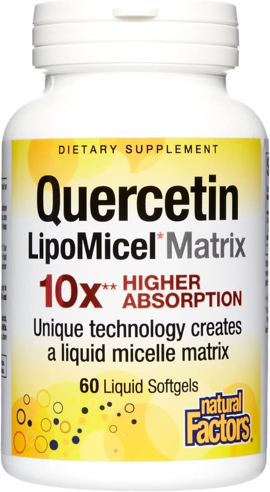 Natural Factors Quercetin LipoMicel Matrix Gel Capsules for Enhanced Absorption - 60 Count
