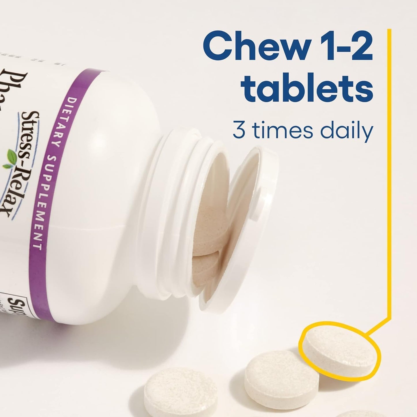 Natural Factors Stress-Relax Chewable Pharma GABA 100 mg Tablets - Tropical Fruit Flavor, Non-Drowsy Stress Support with Relaxation and Mental Focus - 120 Count