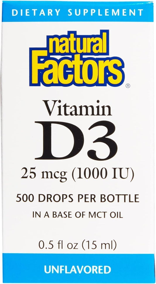 Natural Factors Vitamin D3 1000iu Liquid - 0.5 OZ Multi-Pack for Immune Support