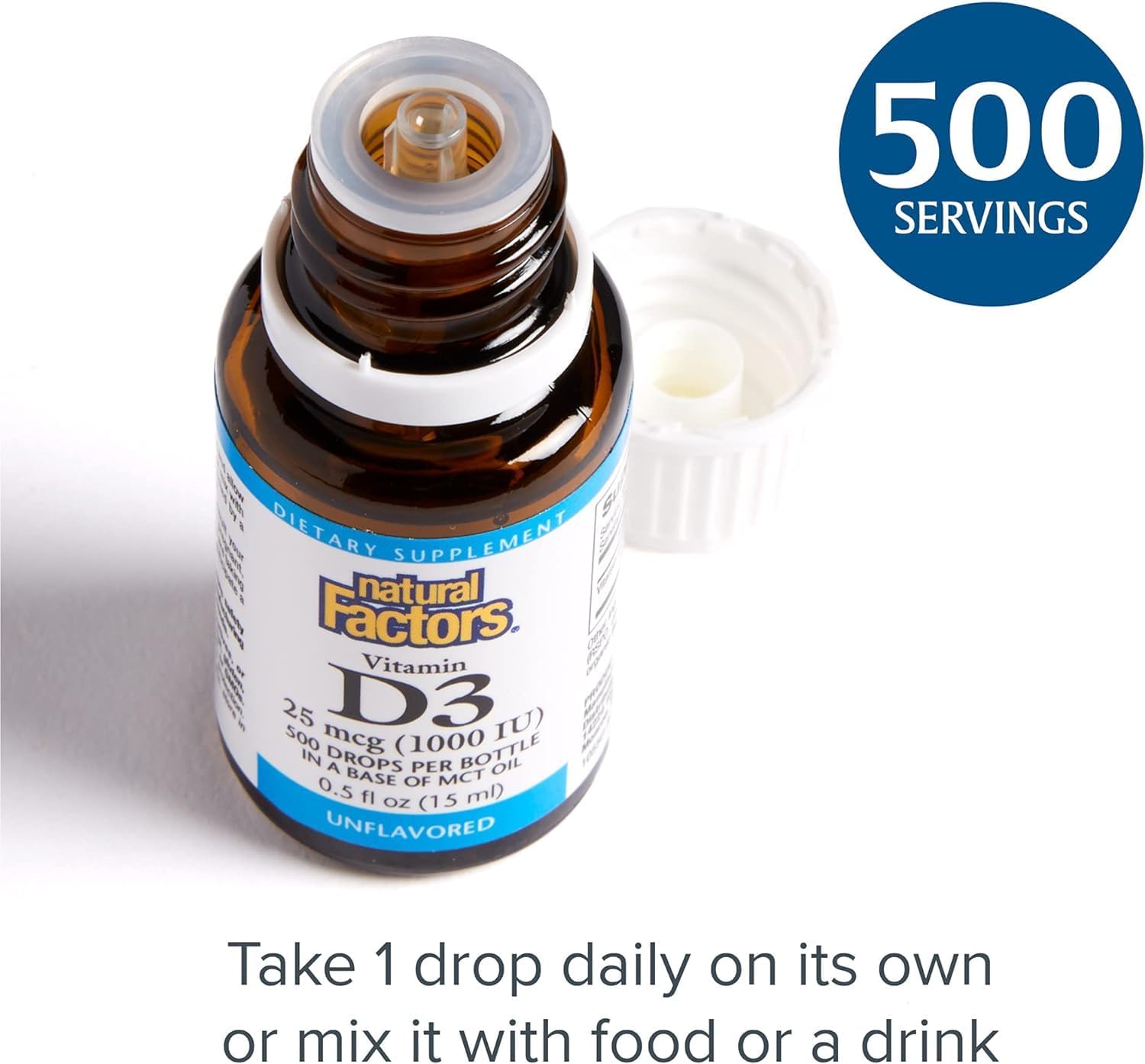 Natural Factors Vitamin D3 1000iu Liquid - 0.5 OZ Multi-Pack for Immune Support