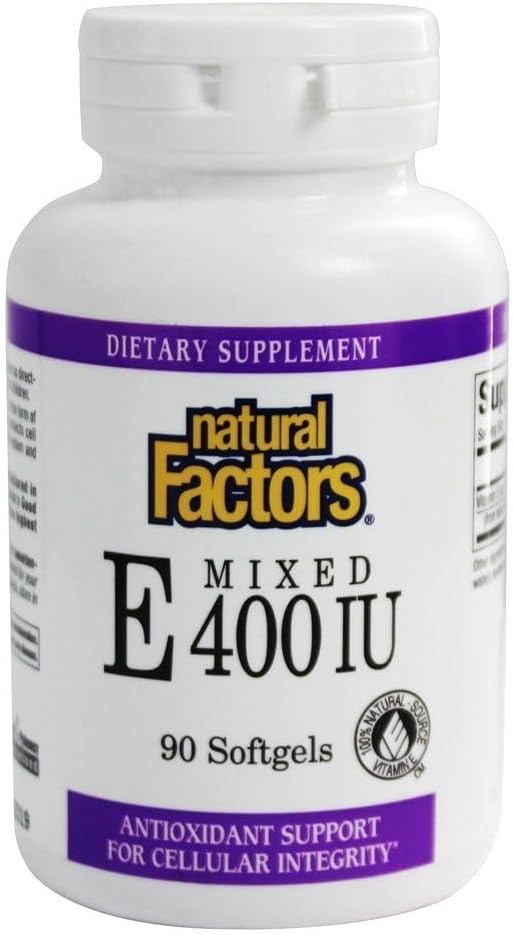Natural Factors Vitamin E Mixed 400 IU Softgels - Antioxidant Support for Cellular Health - 90 Count