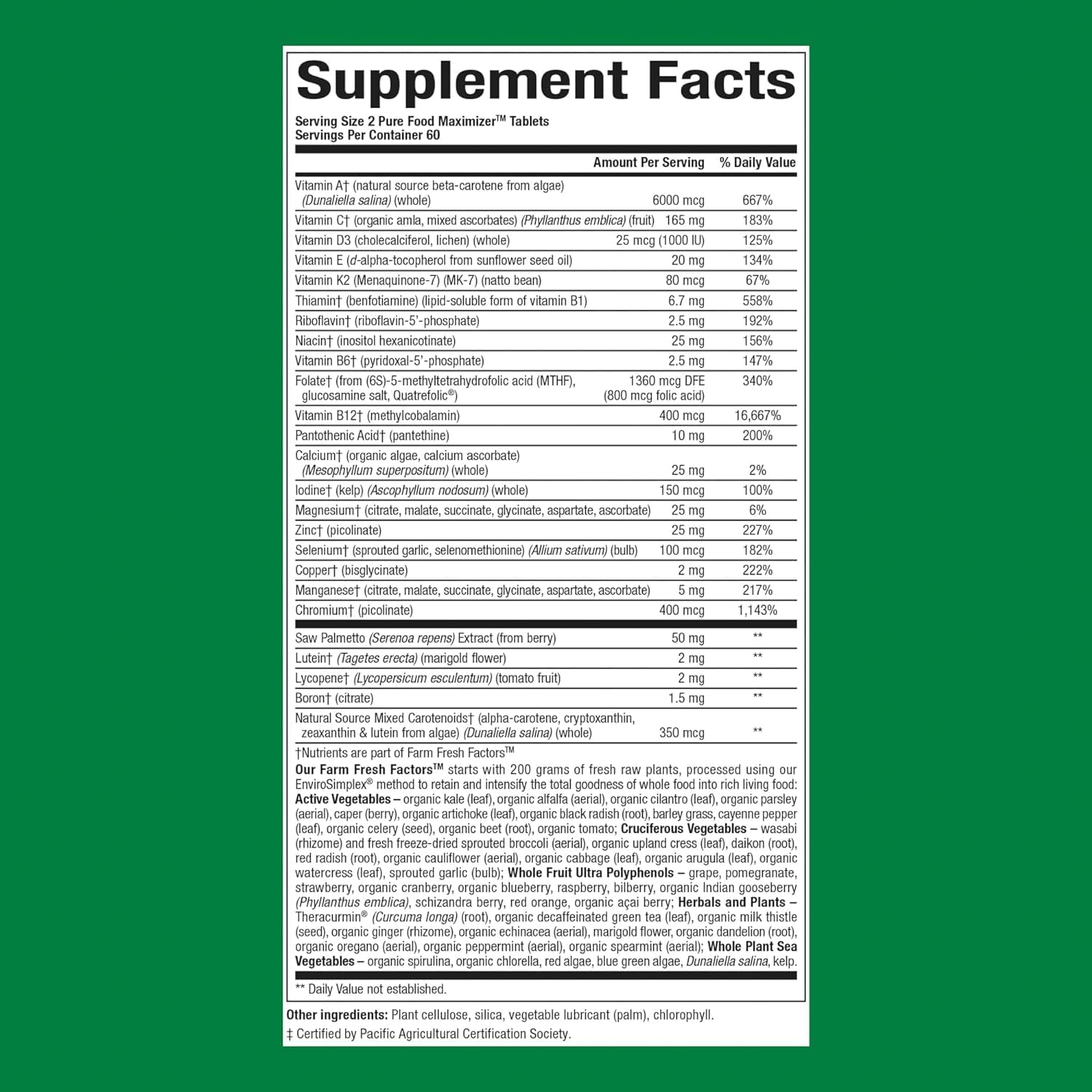 Natural Factors Whole Earth & Sea Men's 50+ Multivitamin - 120 Tablets, 1 Serving Equals ½ lb of Veggies